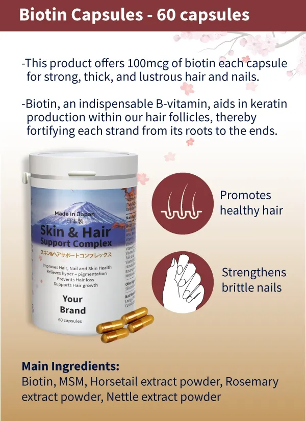Premium biotin supplement capsules designed to support glowing skin, stronger hair, and overall beauty care.